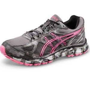 Asics Grey & Pink Camo Gel Scram Running Shoes